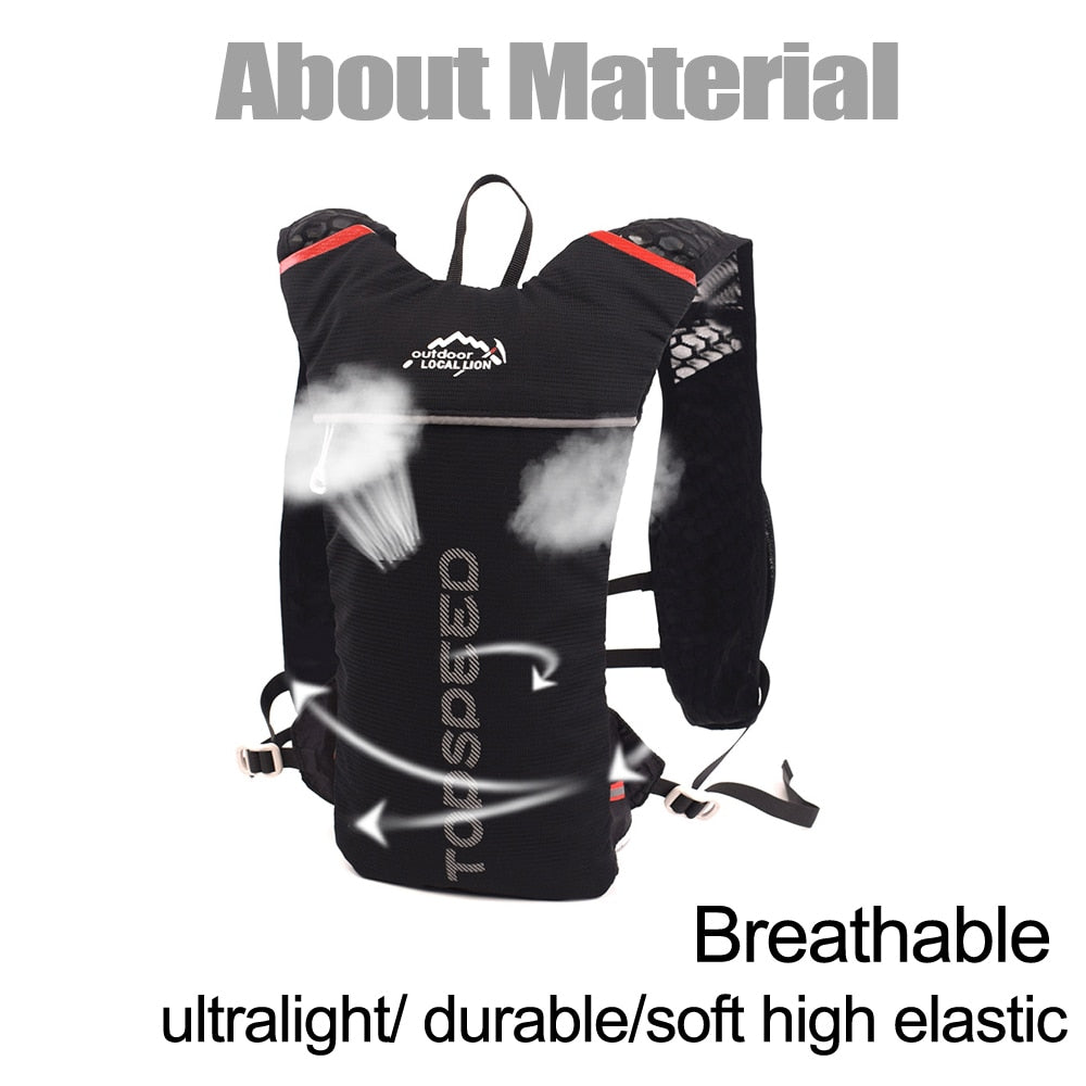 Trail Running Backpack 5L Ultra Running Hydration Vest Pack Marathon Running Bike Rucksack bag 500ml Soft Flask Bottle Water Bag