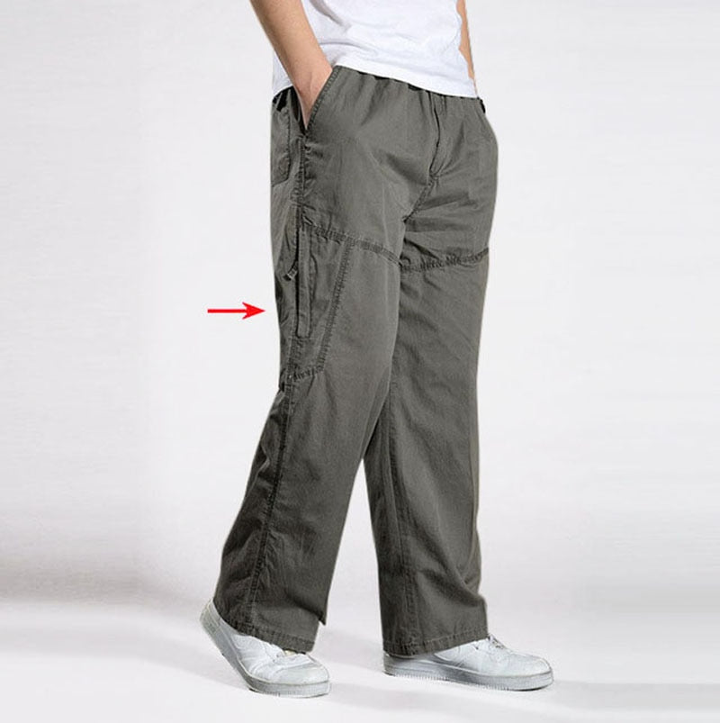 Brand Casual Pants men cargo pants cotton loose trousers mens pants overalls Multi Pocket Straight Joggers Homme 6XL