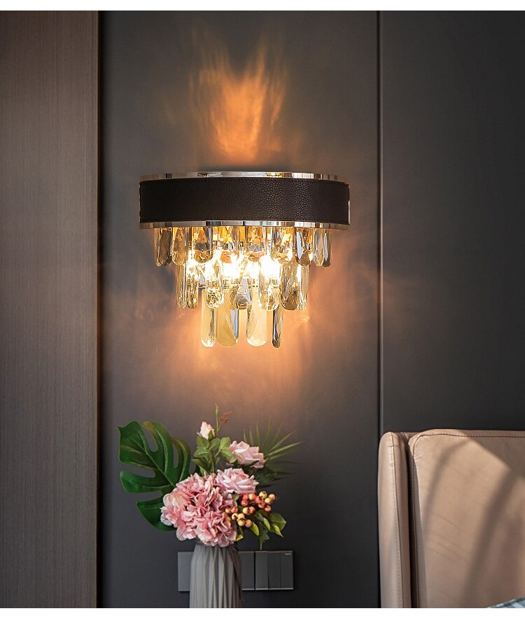 Modern Light Luxury Crystal Wall Lamp Living Room Bedroom Tv Wall Bedroom Bedside Led Lights