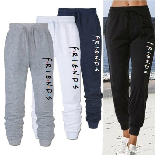 2021 Newest Women Fashion Friends TV Show Letter Print Pants Casual Loose Joggers Sports Trousers (4 Clolors) S-4XL