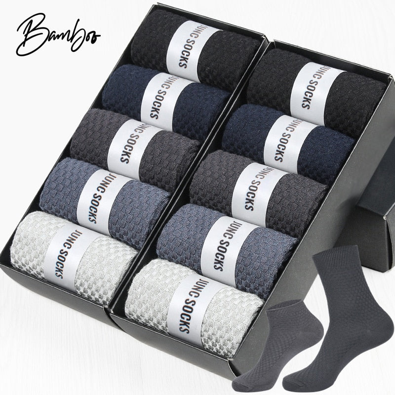 HSS Brand 10 Pairs/Lot Men Bamboo Fiber Socks Men Compression Summer Middle Socks Business Casual Mens Low Sock Big Size EU38-45