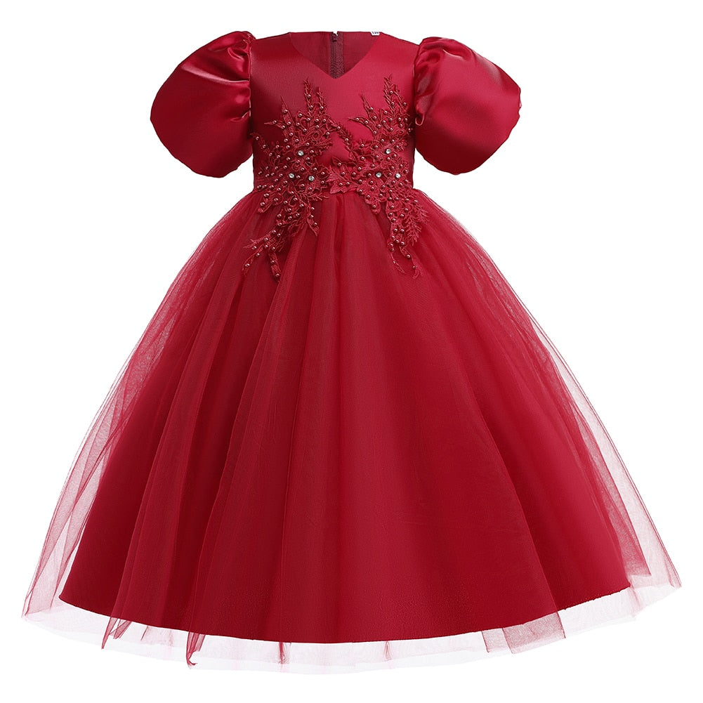 Baby Girls Flower Princess Ball Gown Party Tutu Trailing Dress For Brithday Wedding Kids Christmas Dresses Children Clothing