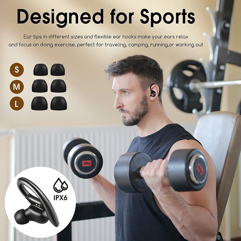 Bluetooth Wireless Headphones with Mic Sports Waterproof TWS Bluetooth Earphones Touch Control Wireless Headsets Earbuds Phone