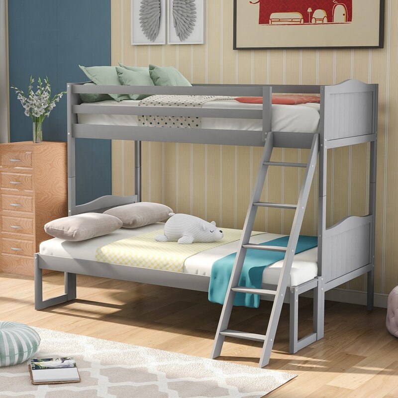 Twin Over Twin/Full Convertible Bunk Bed Bunk Bed With Removable Extra Platform With Ladder