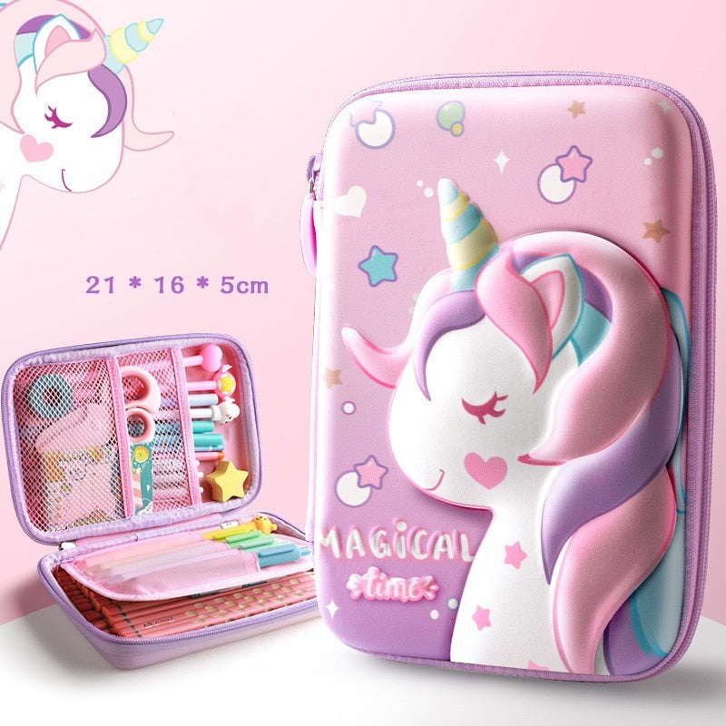 3D EVA unicorn cute pencil case cartoon stationery box girls Color pencil box student pen case school supplies gifts ipad case