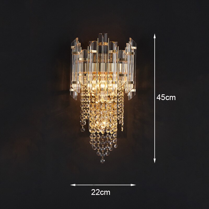 Luxury Modern Crystal Wall Lamp Living Room Minimalist Nordic Tv Background Wall Staircase Led Bedroom Bedside Led Lights