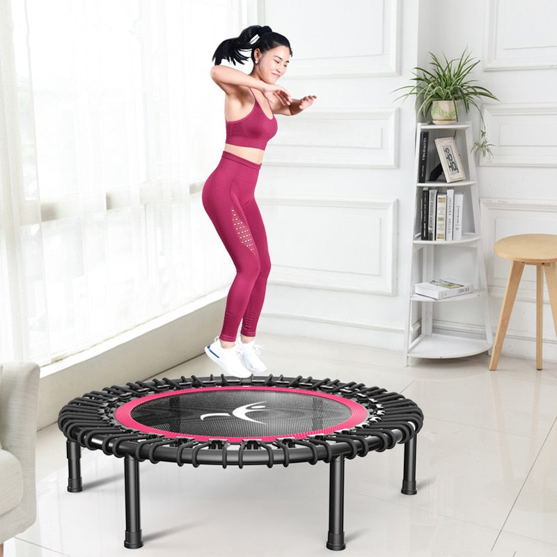 40&quot; Fitness trampoline Silent Mini with Adjustable Handle length Adults Kids indoor GYM Bungee Rebounder Jump Trainer Workout