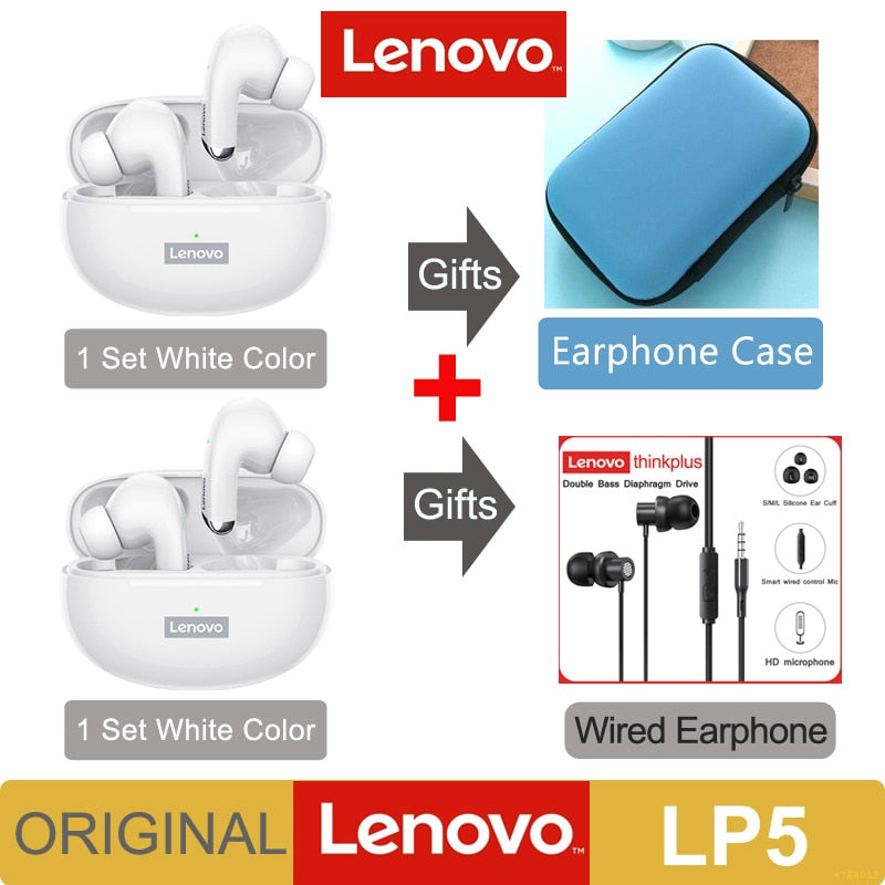 Lenovo LP5 Mini Bluetooth Earphone IPX5 Waterproof Wireless Earbuds for iPhone 13 Xiaomi Headphone With Dual Mic LP40 Upgraded