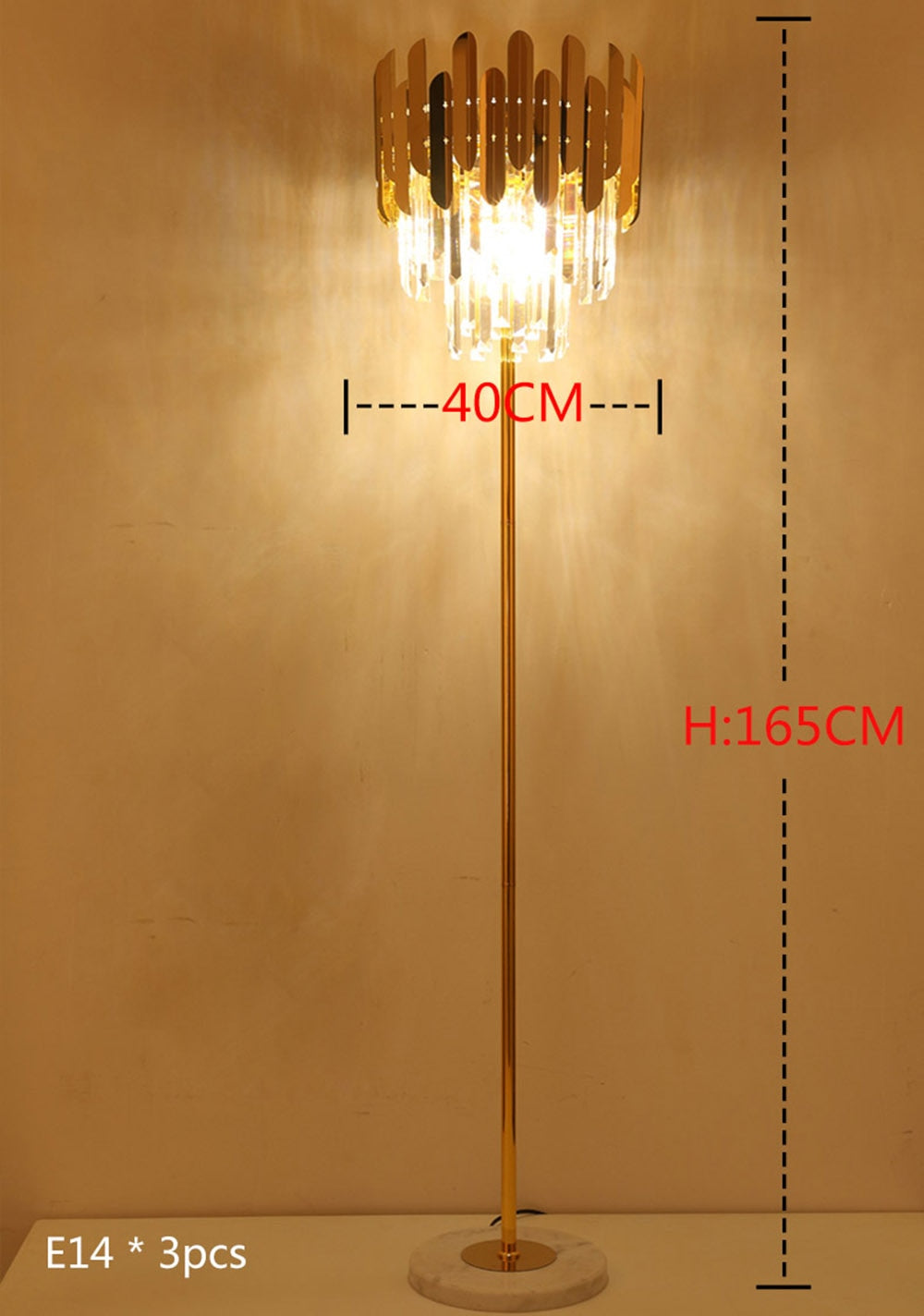 New Luxury Modern Crystal Gold Stand Floor Lamp LED For Bedroom Living Room Indoor Home Light Fixtures