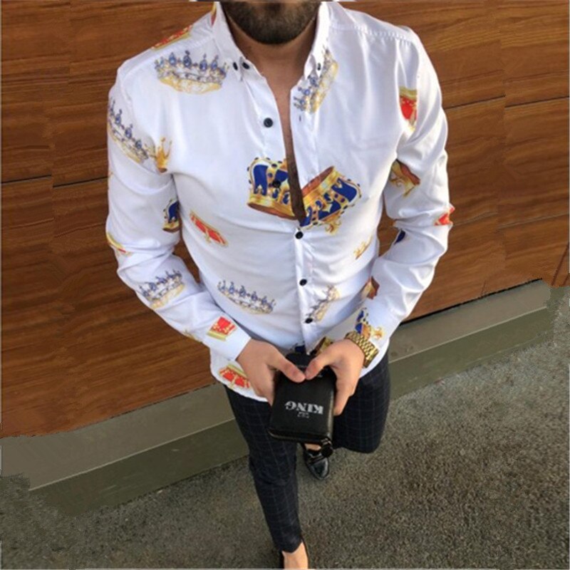 Fashion Men&#39;s Black Striped Shirts 2021 Autumn New Tide Slim Fit Long Sleeve Men Shirt Casual Clothes Man Vintage Printed Shirts