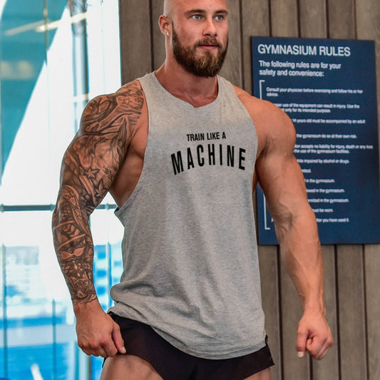 New Brand Summer Men Gym Muscle Bodybuilding Sleeveless Shirt Cotton Street Workout Tank Top Singlet Fitness Sport Print Vest