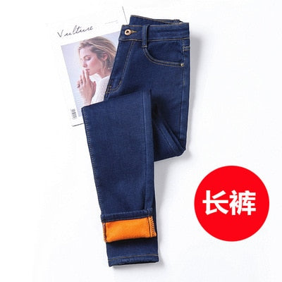 Winter Warm Jeans Woman 2020 High Waist Casual Velvet Ladies Trousers Female Pantalon Denim jeans for Women Pants clothe 40