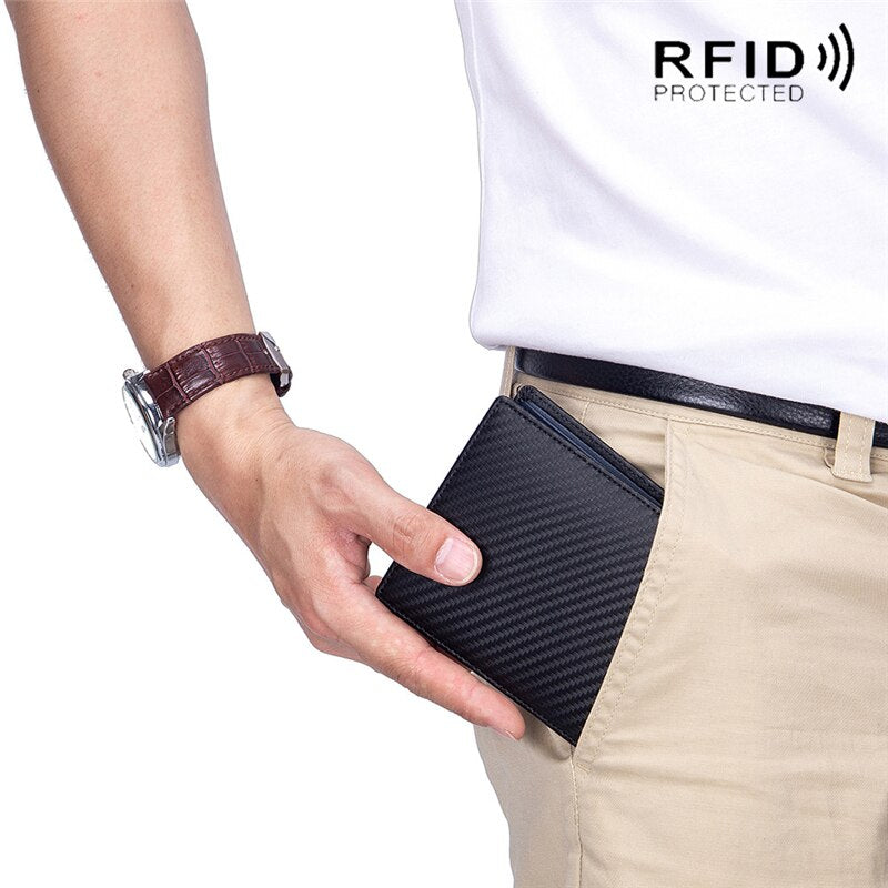 Genuine Leather Luxury Men&#39;s Wallet Rfid Anti-theft Brush Stripe Multifunctional Wallet Male Multiple Card Slots Card Holder