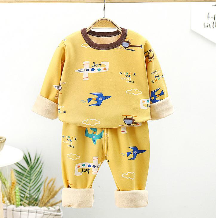 Children Pyjamas Winter Kids Clothing Sets Warm Fleece Pajamas For Boys Thicken Dinosaur Girls Sleepwear Baby Thermal Underwear