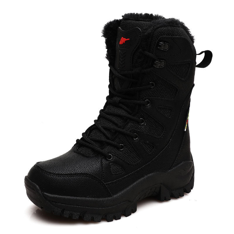 New Warm Plush Snow Boots Men Lace Up Casual High Top Men&#39;s Boots Waterproof Winter Boots Anti-Slip Ankle Boots Army Work Boots