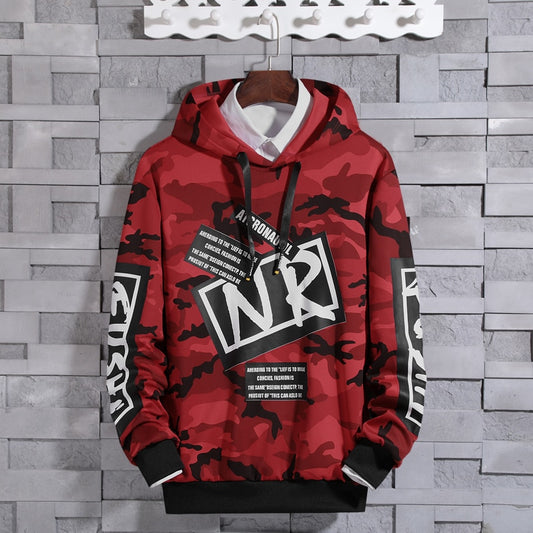 Hoodie Men Sweatshirt Pullover  Streetwear Harajuku Hip Hop Casual Brand Hoodies Spring Autumn Soild Camouflage Print Hoodie Men