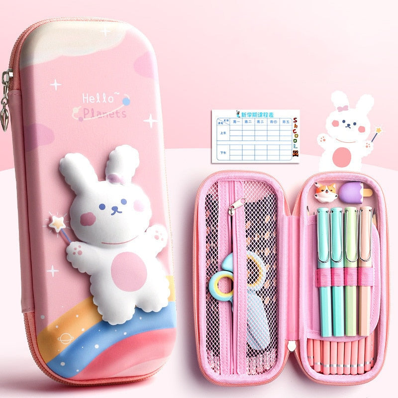 3D EVA unicorn cute pencil case cartoon stationery box girls Color pencil box student pen case school supplies gifts ipad case