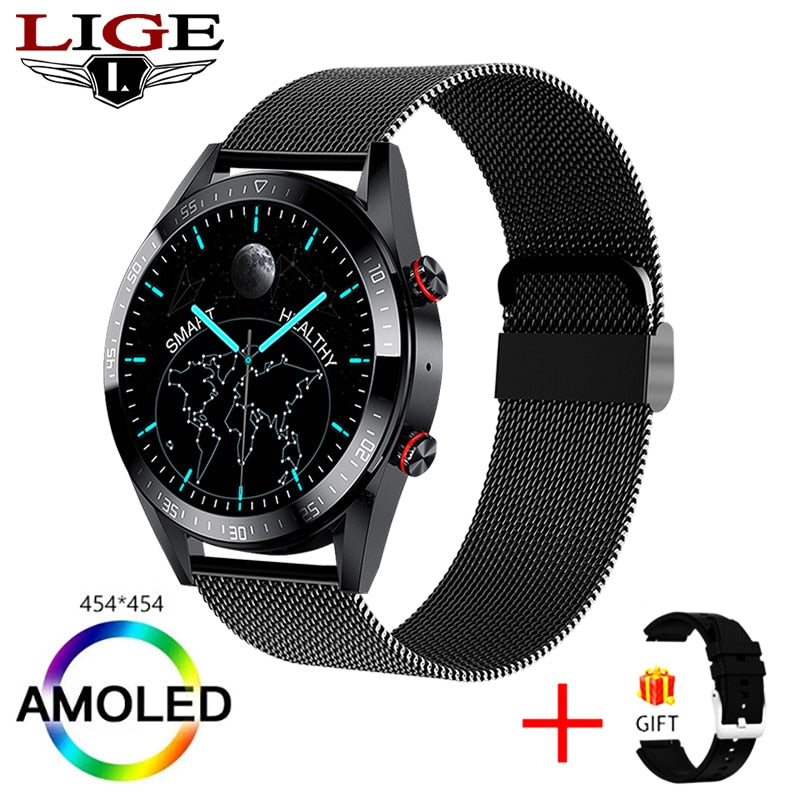 LIGE New 454*454 Screen Smart Watch Men Always Display The Time Bluetooth Call Local Music Men Smartwatch For Huawei Xiaomi +Box