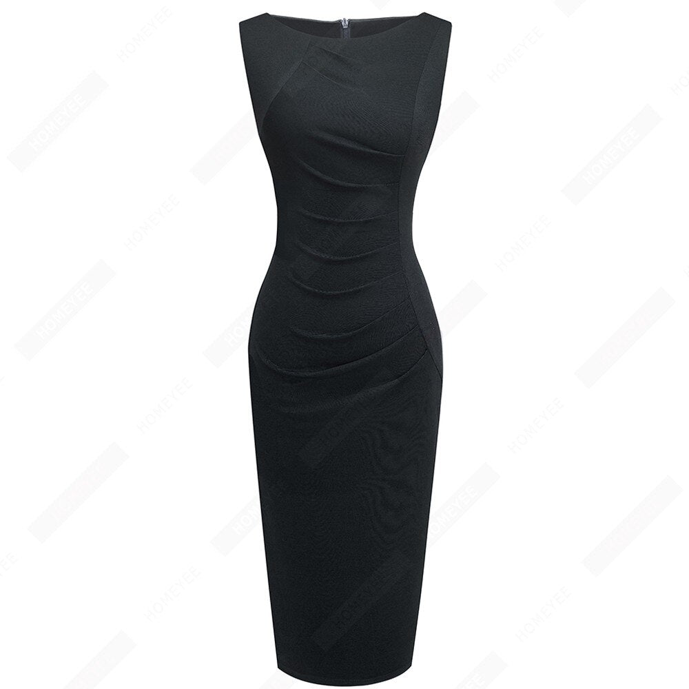 Women Elegant Fashion Solid Color Wear to Work Dresses Business Office Vinatge Bodycon Formal Dress EB600