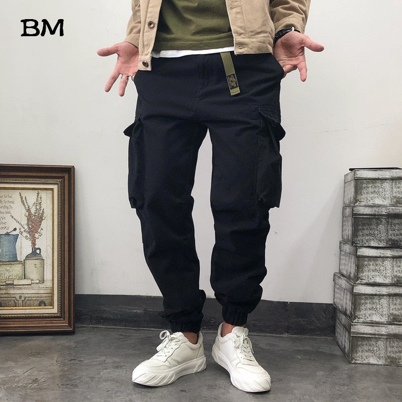 High Quality Cotton Military Joggers Men Streetwear Tactical Pants Fashion With Belt Cargo Pants Army Trousers Harajuku Clothes