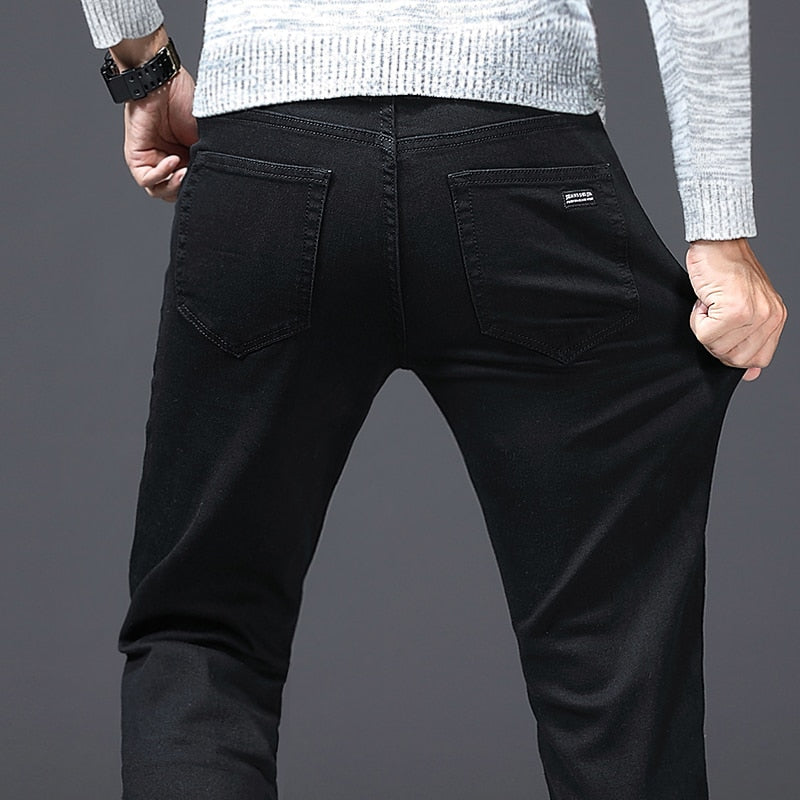 Classic Advanced Stretch Black Jeans 2020 New Style Business Fashion Denim Slim Fit Jean Trousers Male Brand Pants