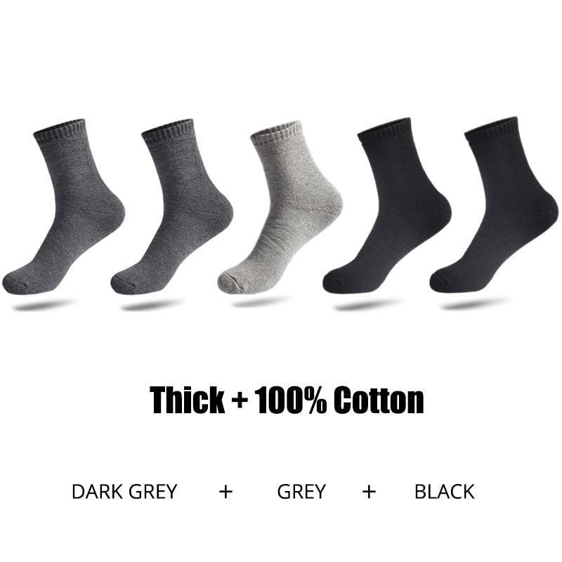 HSS Brand 100% Cotton Men Socks High Quality 5 Pairs Thicken Warm Business Socks Black Autumn Winter For Male Thermal