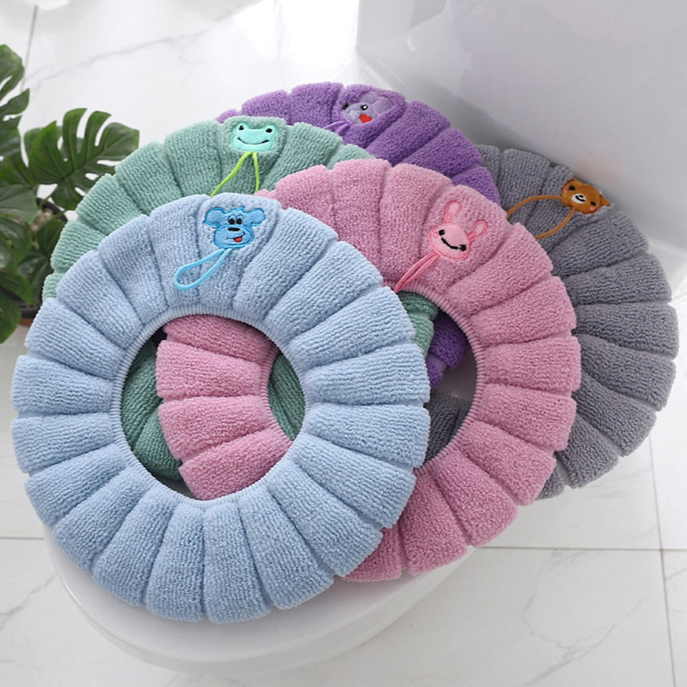 Toilet Seat Cover Home Winter Heated Washable Toilet Seat Lid Bathroom Supplies Soft Toilet Pad Case Waterproof Bathroom Cover