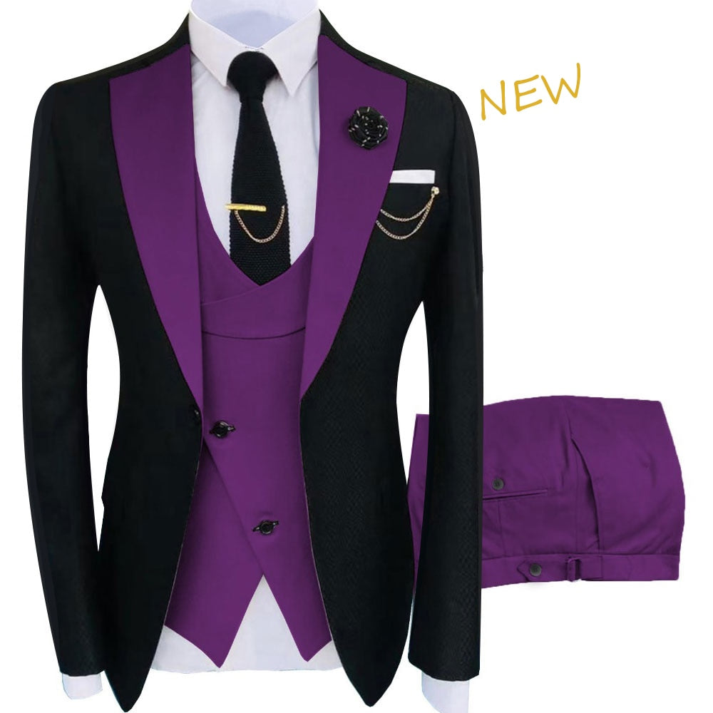 New Costume Homme Popular Clothing Luxury Party Stage Men&#39;s Suit Groomsmen Regular Fit Tuxedo 3 Peice Set Jacket+Trousers+Vest