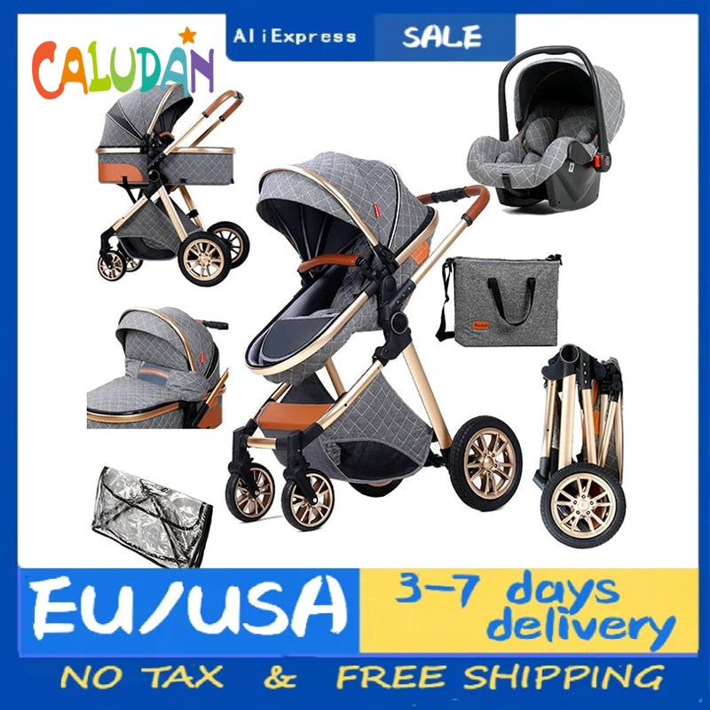 New Baby Stroller 3 in 1 High Landscape Stroller Reclining Baby Carriage Foldable Stroller Baby Bassinet Puchair Newborn