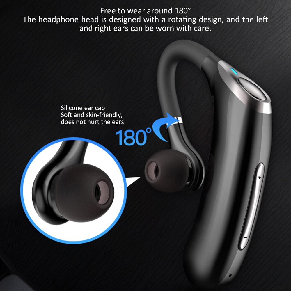 32 Hours Play Business Bluetooth Headset Car Bluetooth Earpiece Hands Free with mic ear-hook Wireless Earphone for iPhone xiaomi
