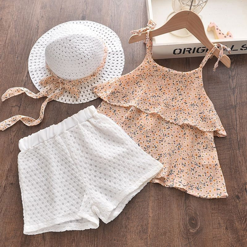 Menoea Girls Clothing Sets 2022 New Style Summer Children&#39;s Clothes Cute  Dots Lace + Bow Short Pants 2pc Suits Kids Outfits