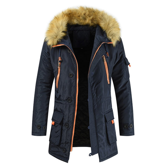 HIEXHSE Winter Jacket Men Parka Coat Brand Padded  Artificial Fur Medium-long Thick Parkas Snowjacket Coat Warm Clothing