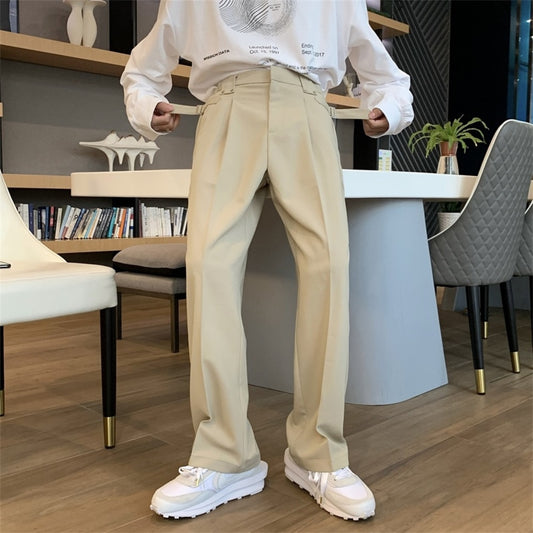 Solid Color Suit Pants Men Fashion Business Society Mens Dress Pants Korean Loose Straight Pants Mens Office Formal Trousers