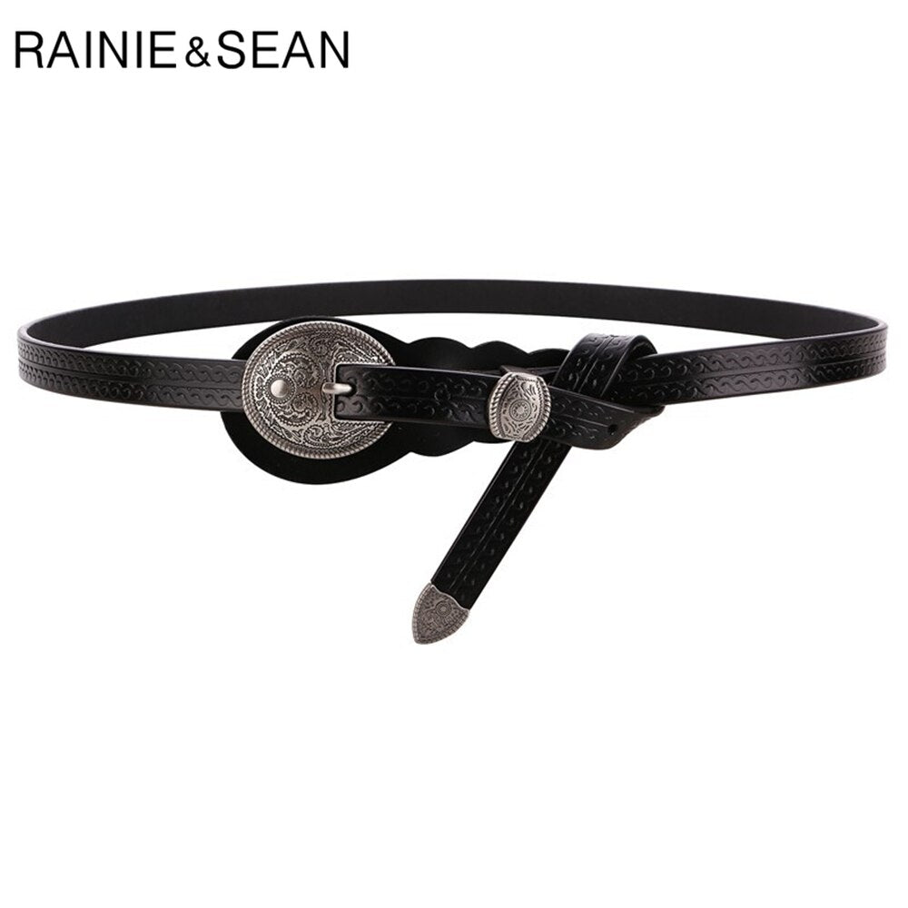 RAINIE SEAN Vintage Belts for Women Cowskin Waist Belt Real Leather Brown Rivet High Quality Brand Women Belt 105cm 110cm 115cm