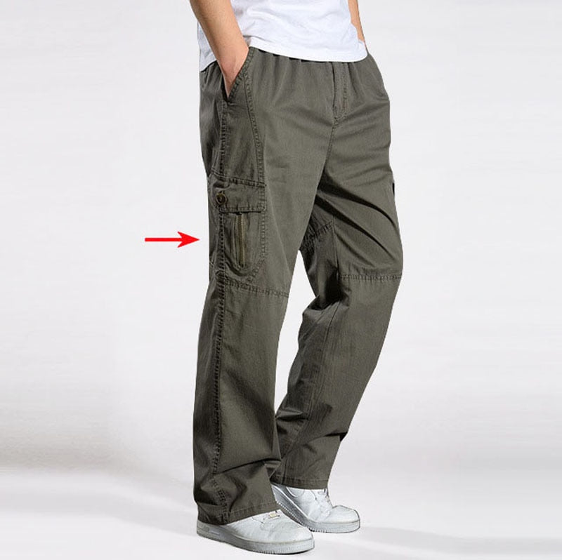 Brand Casual Pants men cargo pants cotton loose trousers mens pants overalls Multi Pocket Straight Joggers Homme 6XL