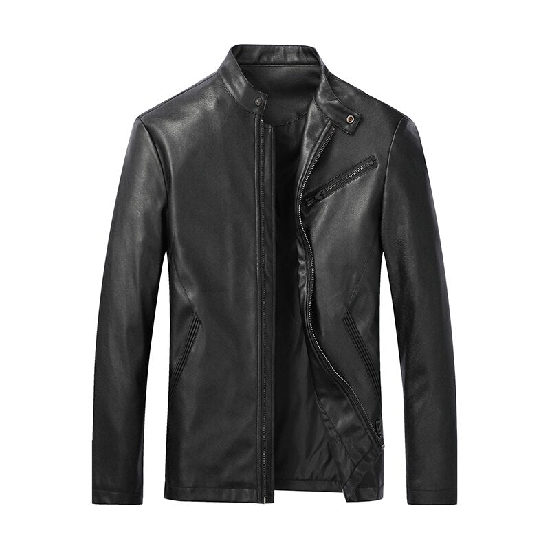 Men Jacket Leather 2020 News Motorcycle Men&#39;s Leather Lapel Versatile Personality Slimming Zipper Pocket Men&#39;s Wash Leather Coat