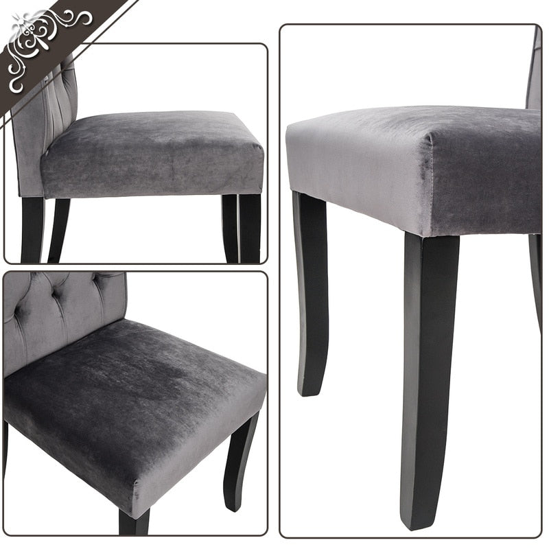 6/4/2 PCS Upholstered Velvet Dining Chairs, Elegant High-end Tufted Armless Solid Wood Chair High Back Chair Not Include Table