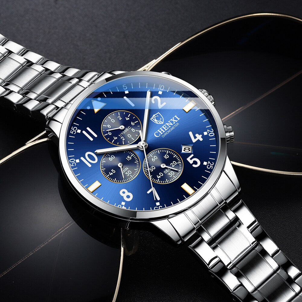 CHENXI Fashion New Men Watches Sport Waterproof Top Brand Luxury Chronograph Quartz Watch Full Steel Men Clock Relogio Masculino