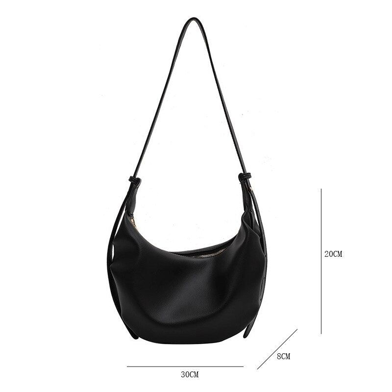 Brand Women Handbags Solid Ladies Hobos Bags Female Soft Leather Shoulder Bag Vintage Crossbody Bags Simple Women Bag Casual Sac