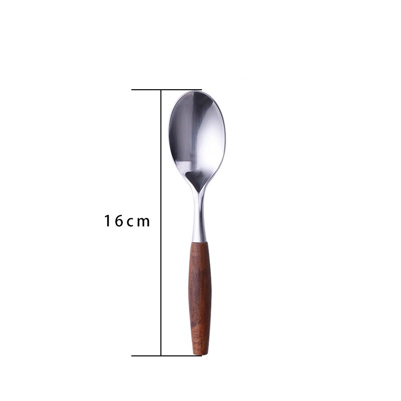 304 Stainless Steel Natural Teak Wooden Handle Dinnerware Set Steak Knife Fork Spoon Dessert Spoon Fork Cutlery Set Tableware