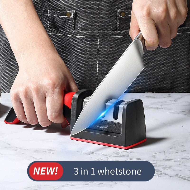 Knife Sharpener Stainless Steel 3 Stages Professional Kitchen Tool Sharpening Stone Manual Kitchen Grindstone Grinder Tools  Des