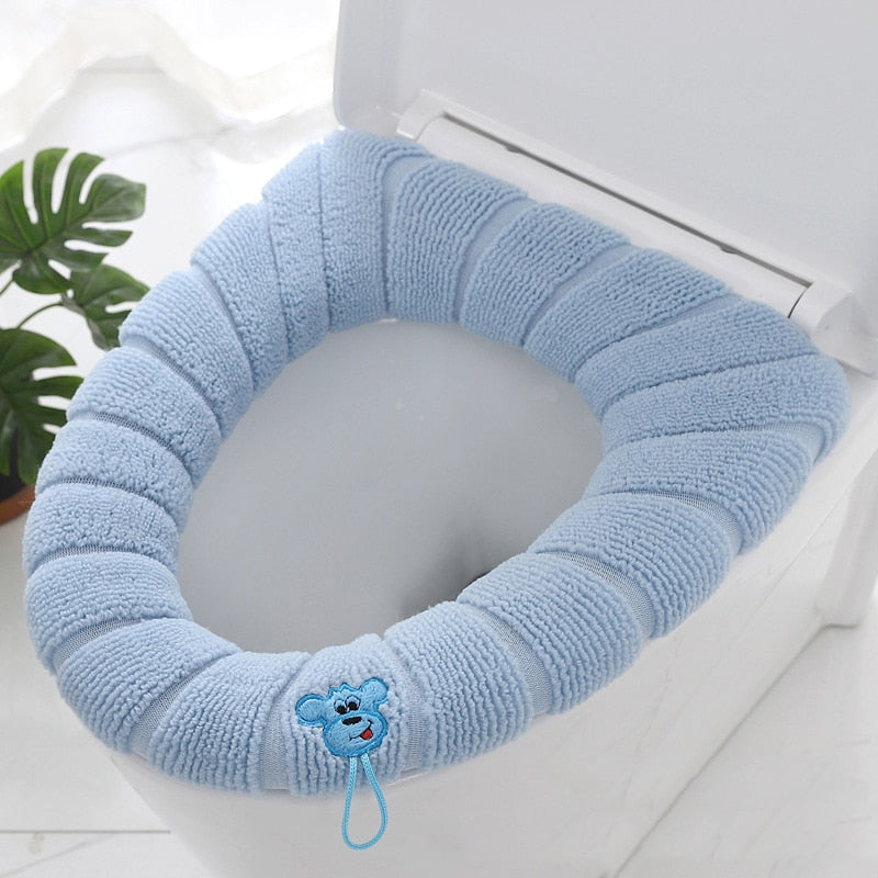 Toilet Seat Cover Home Winter Heated Washable Toilet Seat Lid Bathroom Supplies Soft Toilet Pad Case Waterproof Bathroom Cover