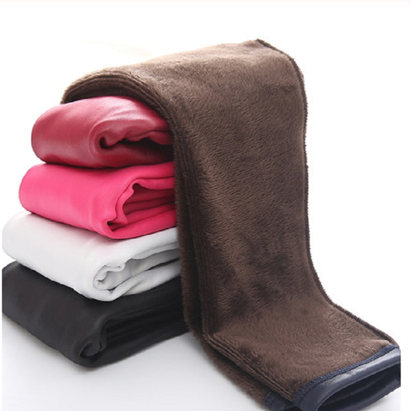 BIG SALE Girl Pu Leather Winter Legging  Baby Kid Children Warm Fleece Trousers  3-10 Years