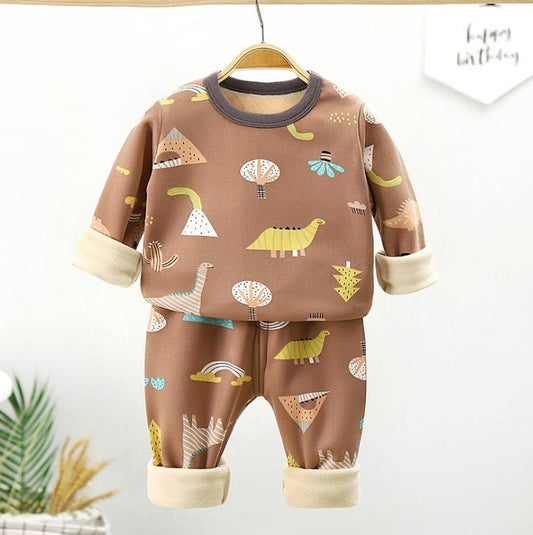 Children Pyjamas Winter Kids Clothing Sets Warm Fleece Pajamas For Boys Thicken Dinosaur Girls Sleepwear Baby Thermal Underwear