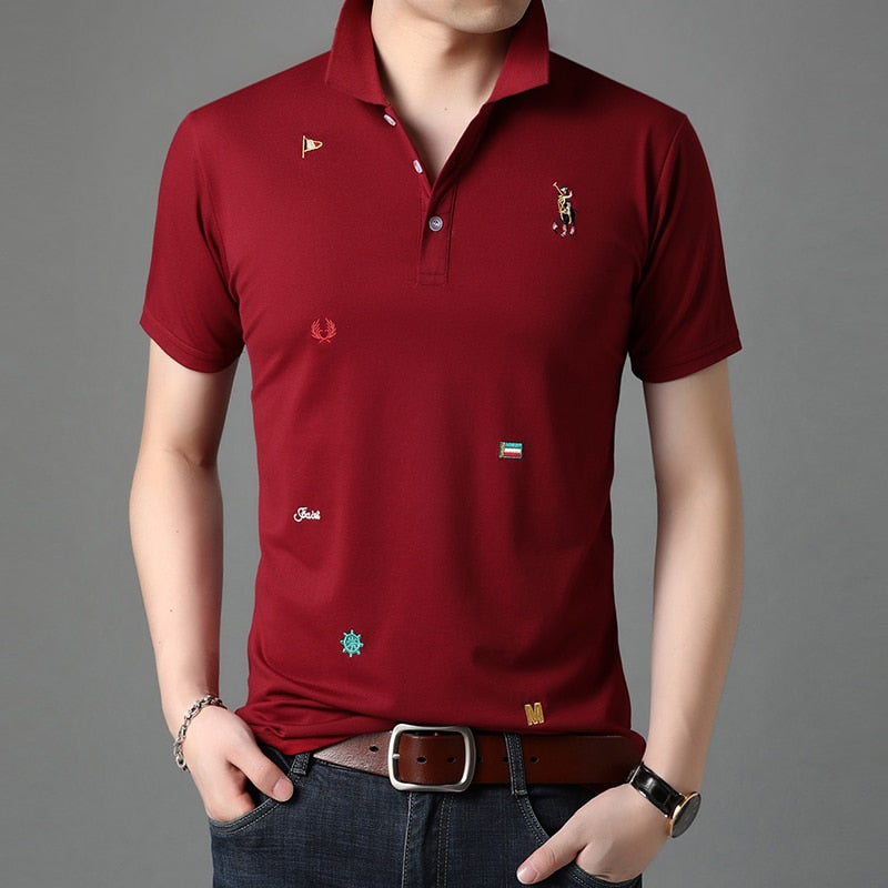 Polo Shirt Men New Summer Brand Turn Down Collar Top Quality Designer Short Sleeve Casual Tops Fashions Man Clothing 2022