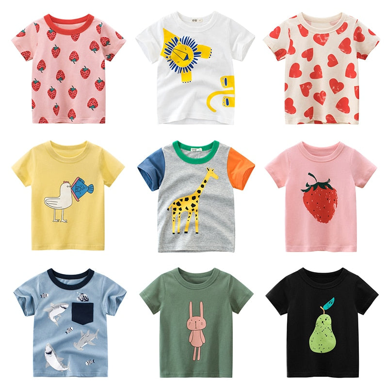 Cotton Children Kids T-shirt For Boys a Boy T Shirt Girls Tops Cartoon Baby Clothes Tee Short Sleeve Child&#39;s Shirts New 2021