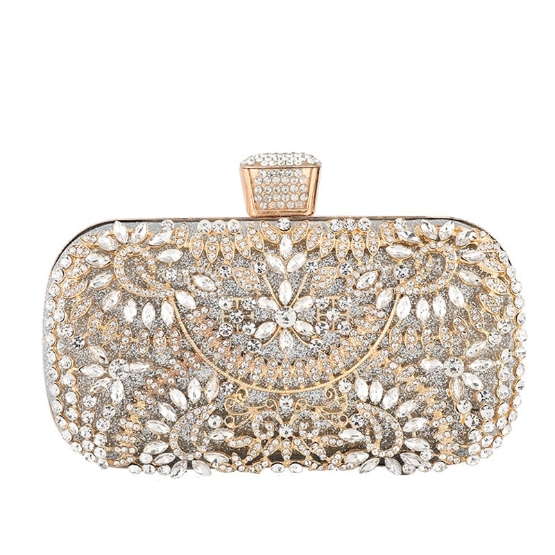 Hollow Diamond Evening Clutch Bag For Women Wedding Clutch Purse Chain Shoulder Bag Small Party Handbag With Metal Handle