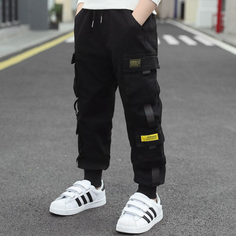 New Children Pants Trend Clothing Boys Pants Letter Pattern Cargo Pants Elastic Waist Harem Pants Baby Teenage Trousers For Kids