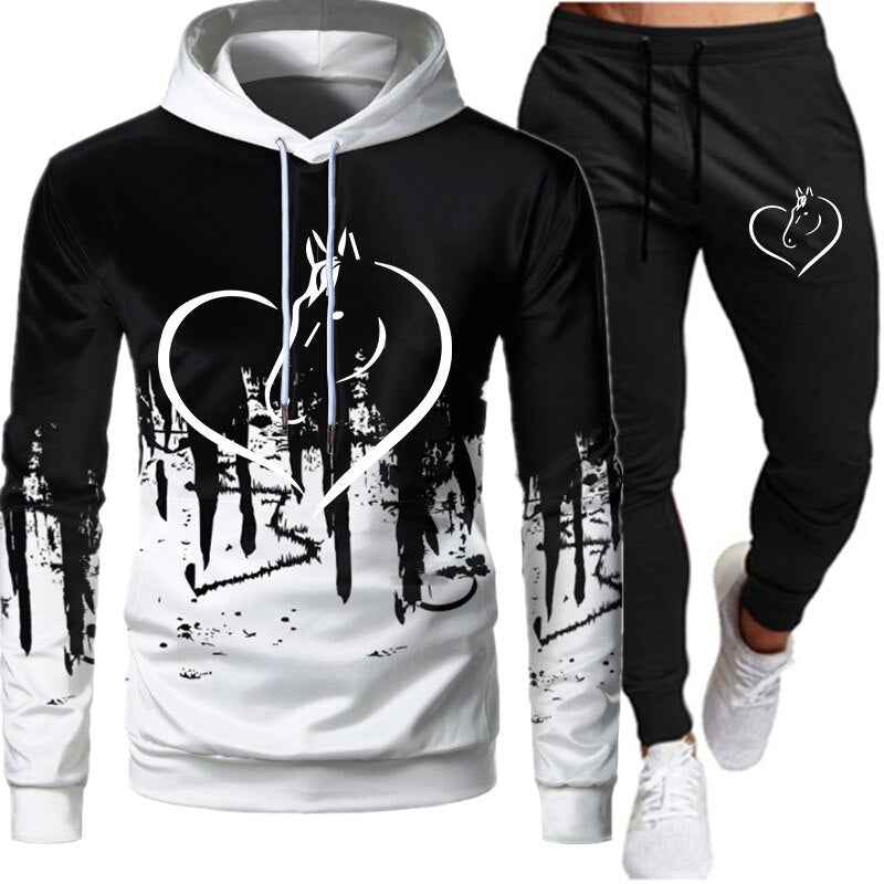 2021 Newest Autumn and Winter Fashion Tracksuits Men&amp;#39;s Pullover Hoodies and Sweatpants Jogging Suits(4 Colors) S-4XL