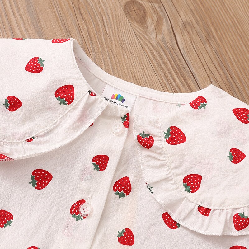 2022 Spring Autumn 2 3 4 6 10Years Toddler Kids Fashion Big Turn Down Collar Full Print Tops Baby Girls Long Sleeve Blouse Shirt